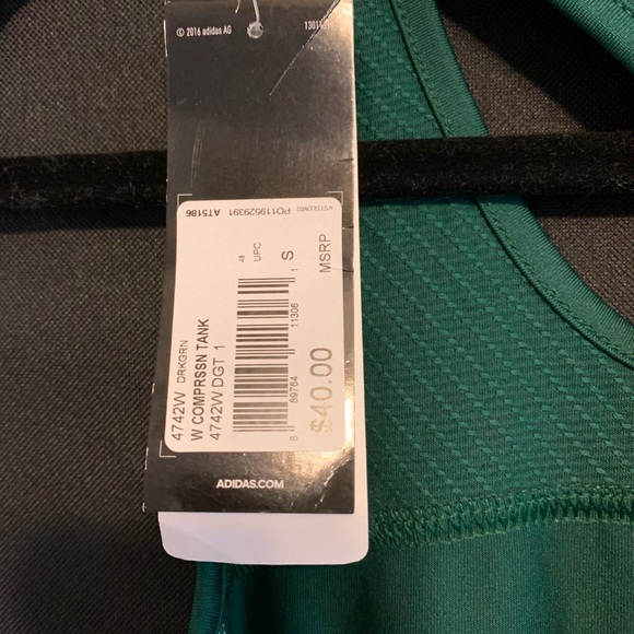Adidas compression climacool running gym tank green MSRP $40 NWT small workout - Picture 5 of 5